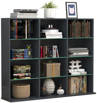 ebuy24 Ebuy24 - Vcm Madera Cd Dvd Estante Librer&iacute;a Sala Divisor Decoraci&oacute;n Estante Vidrio Zilas L (antracita)