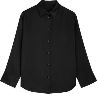 Fleur Of England Fleur OF England Fleur du Jour Silk-satin Pyjama Shirt - Black - S (UK8-10 / S)