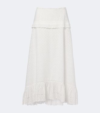 Ulla Johnson Falda midi Violetta de bordado ingl&eacute;s
