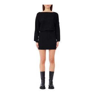 Liu Jo Kleedjes, Dames, Zwart, XS, Polyester, Ecs Abito Maglia M/Ampie