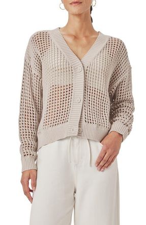 Splendid Camellia Openwork V-Neck Cotton Blend Cardigan in Fawn Beige at Nordstrom, Size Small