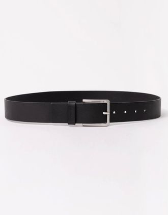 HUGO BOSS Mens HUGO Gionios Mens Grainy Embossed-Leather Belt with Brushed Metal Hardware NOS - Black - Size: W32