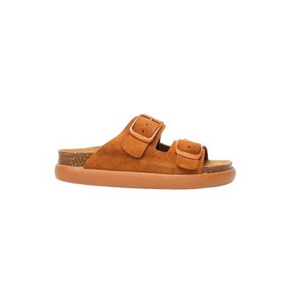 Scholl Sliders, female, Brown, Size: 10 US Chunky Suede Sandal with Adjustable Straps