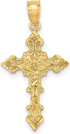 Diamond2Deal 14k Yellow Gold Crucifix Fancy Edges Charm