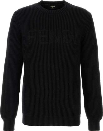 Fendi Black Crew Neck Sweaters
