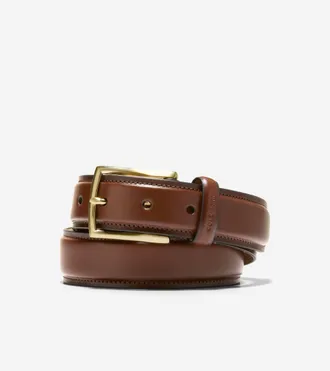 Cole Haan Mens 32MM Burnished Leather Belt With Lace Tip - Brown Size 42