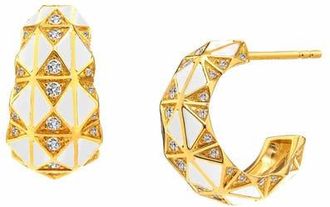 Syna Enamel Hoops in White Enamel at Nordstrom, Size Small