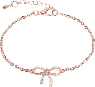 Generic Bracelet For Women Fashion Adjustable Bracelets Bangle Birthday Christmas Thanksgiving Day Bow Cuff Jewelry Chain Set for (Rose Gold, One Size)