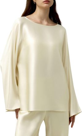 LilySilk Silk Charmeuse Crewneck Blouse