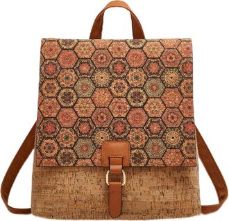 Generic Cork Backpack for Women Bohemian Style Vintage Crossbody Handbag Hobo Satchel Purse for Travel, A-2