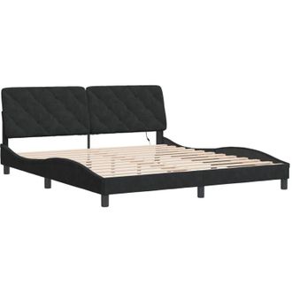 vidaXL Estructura De Cama Con Luces Led Terciopelo Negro 180x200 Cm Vidaxl