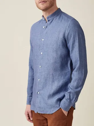 Luca Faloni Chambray Blue Linen Versilia Shirt