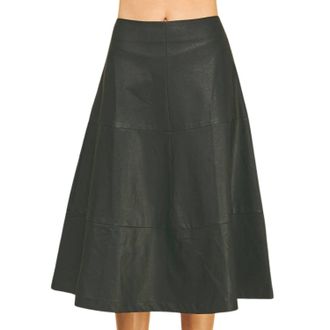 Pinch Design Tiered Leather A-Line Skirt In Black