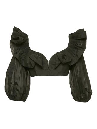 Zimmermann Top met ruchemouwen - Zwart