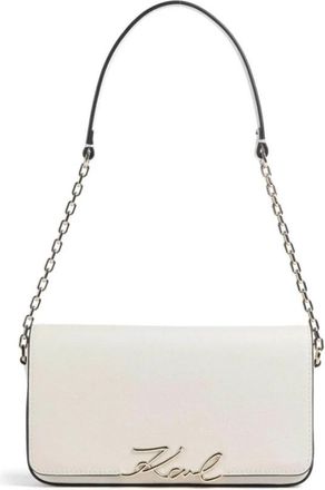 Karl Lagerfeld K/Signature Schoudertas - Dames - Schoudertassen - Wit - ONE Size - Leer - Tassen