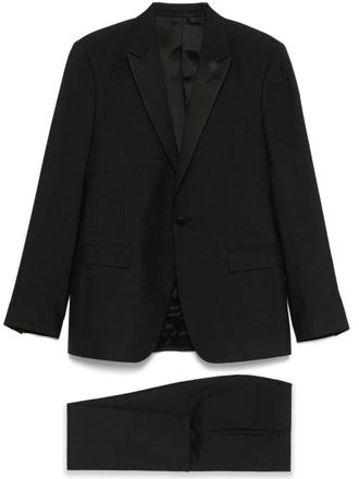 Lardini satin-lapels suit - men - Viscose/Silk/Cupro - 52 - Black