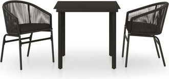 vidaXL Juego De Comedor Para Jard&iacute;n 3 Piezas Negro Vidaxl
