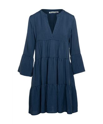 M&oacute;veis Conquista Womens Indigo Tencel Gathered Seams Dress - Indigo Blue - Size Small