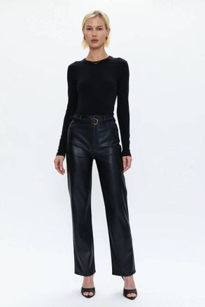 Pistola Denim Bailey Long Sleeve Crew Neck Thong Bodysuit In Noir