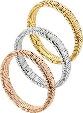 Savvy Cie Jewels Set of 3 Tri-Tone Flexible Bangle Bracelets in Gold at Nordstrom Rack