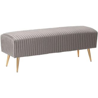 Beliani Beliani - Banco De Terciopelo Gris Claro Dorado 118 Cm Patas Metal Glamour Paterson