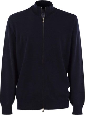 Brunello Cucinelli Brunello Cucinelli Mens High-necked Cashmere Cardigan With Zip - Navy - Size EU 50 (Mens)
