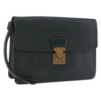 Louis Vuitton Pre-owned Taiga Leren Clutch Tas - Dames - Pre-owned - Groen - Maat: ONE Size Leer