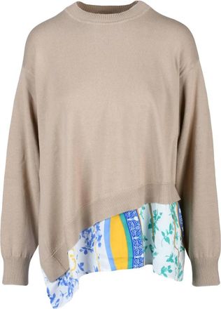 Moschino Pullover Girocollo - Dames - Ronde hals truien - Beige - L - Katoen - Truien & Vesten