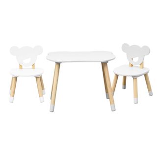 Mobili Rebecca Mobili Rebecca - Mesa Y 2 Sillas Para Ni&ntilde;os Rebecca Mobili Nefel 44x60x56 Mdf Pino Blanco Marr&oacute;n Conjunto 3 Pzs