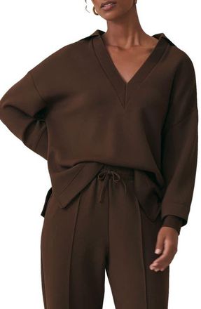 Reiss Bernie Crop Sweatshirt in Chocolate at Nordstrom, Size X-Small