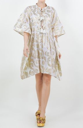 Meghan Fabulous Palm Springs Metallic Jacquard Caftan Dress in Seashell Gold at Nordstrom Rack, Size Large/x-Large