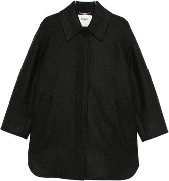 Fendi Single-Breasted Jas - Dames - Mantel - Zwart - S - Jassen