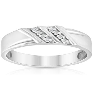 Pompeii3 1/10ct Diamond Mens Ring 14K White Gold Size Selectable