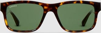 Gucci Rectangular Frame Sunglasses, Green