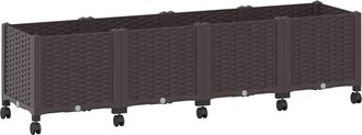 vidaXL Macetero De Jard&iacute;n Con Ruedas Marr&oacute;n 160 X 40 X 44 Cm Pp Vidaxl