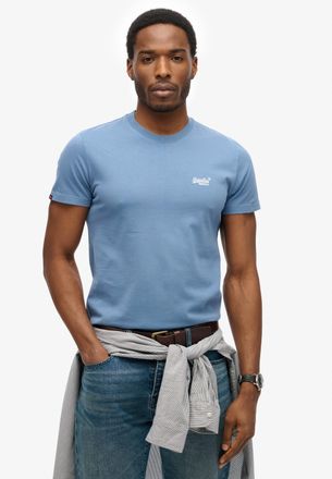 Superdry Rundhalsshirt SUPERDRY ESSENTIAL LOGO EMB TEE, Herren, Gr. XXL, blau (moonlight blau), Single Jersey, Obermaterial: 100% Baumwolle, bedruckt, slim fit
