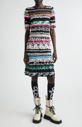 Chopova Lowena Starbrites Embellished Jersey Dress in Black Multi at Nordstrom, Size X-Small
