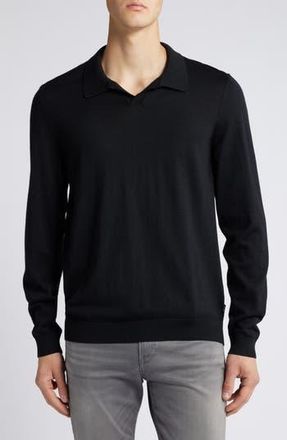 BOSS Enord Long Sleeve Wool Polo Sweater in Black at Nordstrom Rack, Size Xx-Large