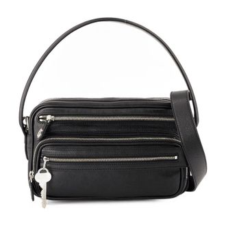 Acne Studios Unisex Calfskin Leather Shoulder Bag Black