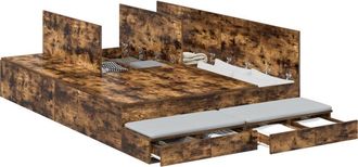 vidaXL Vidaxl - Cama Con Almacenamiento Roble Ahumado 226.5 X 135 X 31.5 Cm