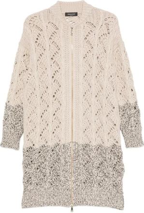 Fabiana Filippi Open-Knit Ritsvest - Dames - Vesten - Beige - XS - Wol - Truien & Vesten
