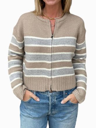 RD Style Chimmy Zip Front Sweater In Taupe