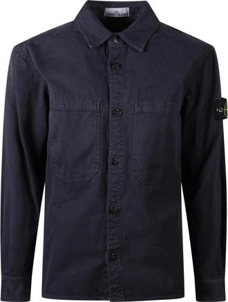 Stone Island Heren, Overhemden, Blauw, Maat: M Katoen