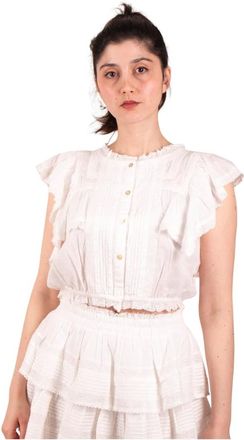 LoveShackFancy Blouses, female, White, Size: M Nora Top