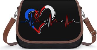 Generic P.R. State Flag Heartbeat Small Womens Crossbody Bags Shoulder Handbag with Adjustable Strap for Travel