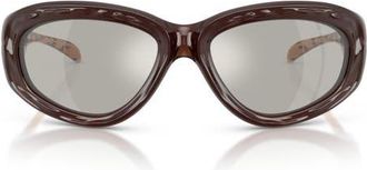 Diesel 63mm Oversize Mirrored Pillow Sunglasses in Milky Dark Orange /Grey at Nordstrom