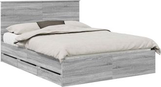 vidaXL Estructura De Cama Gris Sonoma 150 X 200 Cm Madera Ingenieril Vidaxl
