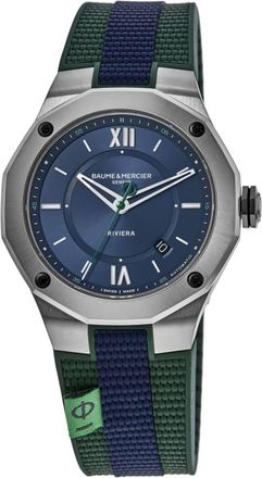 Baume & Mercier Riviera Blue Dial Color Fabric Strap Mens Watch 10688