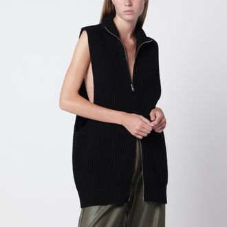 Maison Margiela Gilet con zip in lana nero