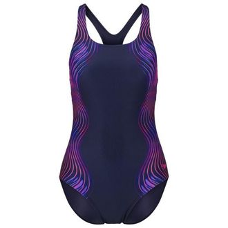 Speedo Print Medalist One Piece Badeanzug f&uuml;r Damen | blau
